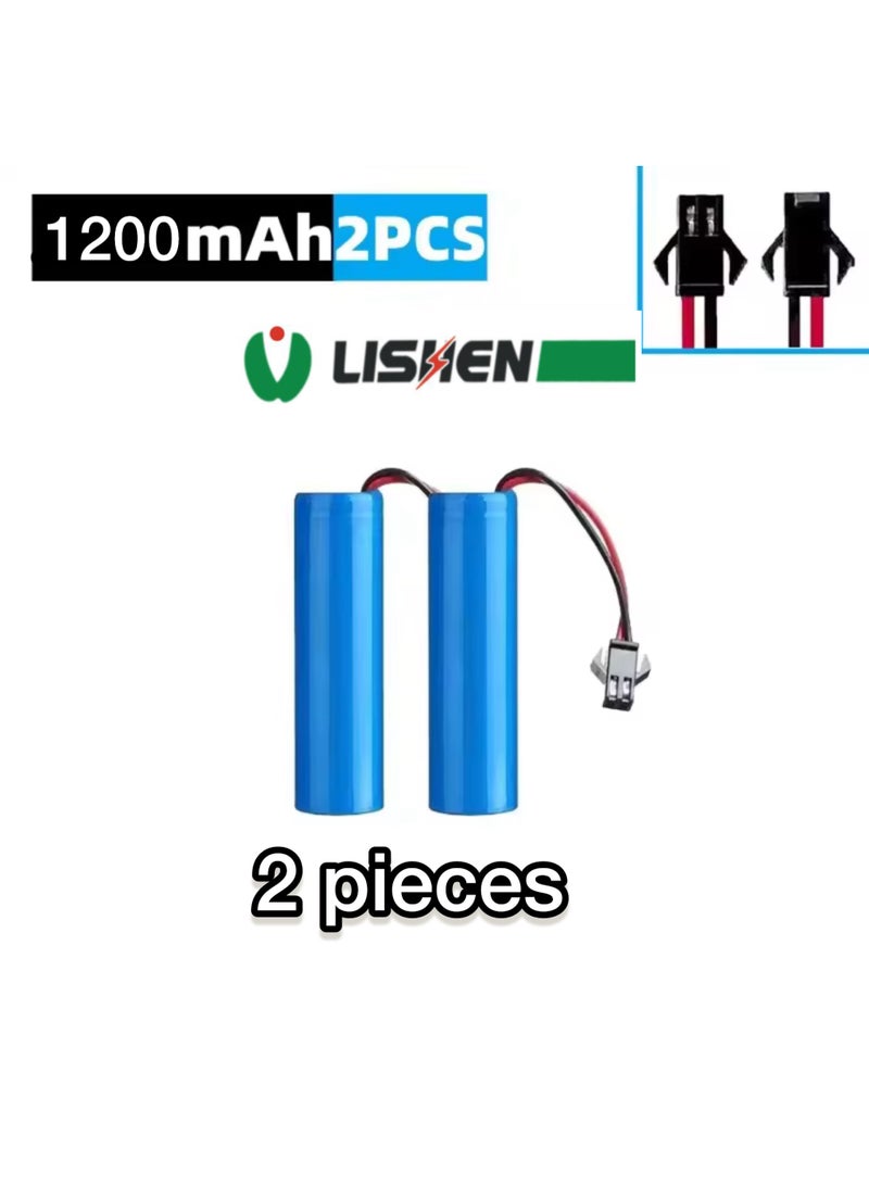 ليشين بطاريتان ليثيوم أيون قابلة لإعادة الشحن Lishen 18650 بسعة 1200mAh وجهد 3.7 فولت مع دائرة حماية BMS وموصل – عدد 2 - Image 1